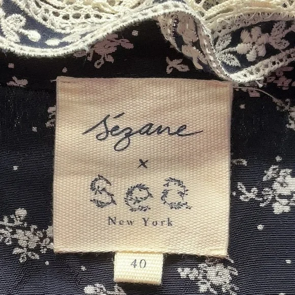 Sézane x SEA NY Chlo Shirt in Navy Floral Pattern FR 40 / US 8 - Picture 13 of 16